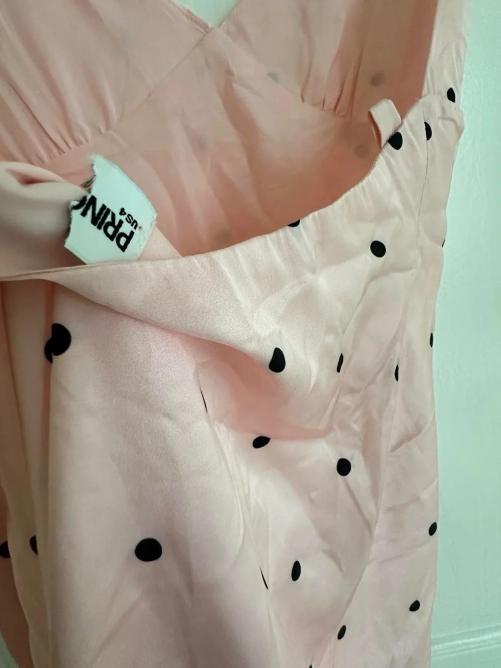 Princess Polly Blush Pink Satin Polka Dot Mini Dress